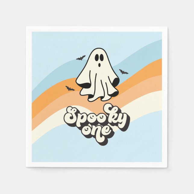 groovy spöke retro Halloween kuslig en blå Pappersservett (Framsidan)