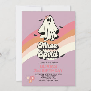 groovy spöke retro Halloween tre ande födelsedag Inbjudningar
