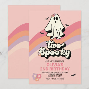 groovy spöke retro Halloween två kusliga födelseda Inbjudningar