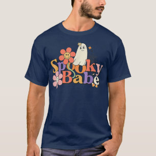Groovy Spooky Babe Vibes Retro Blommigt Ghost Hipp T Shirt