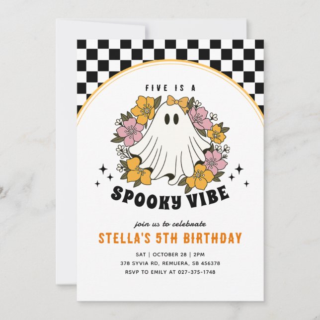 Groovy Spooky Girl Halloween Birthday-inbjudan Inbjudningar (Framsida)