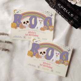 Groovy Spooky Halloween Ghost Girl's Birthday Inbjudningar