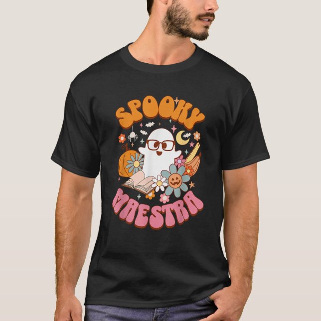 Groovy Spooky Maestra Retro Spanish Teacher Hallow T Shirt (Framsida)