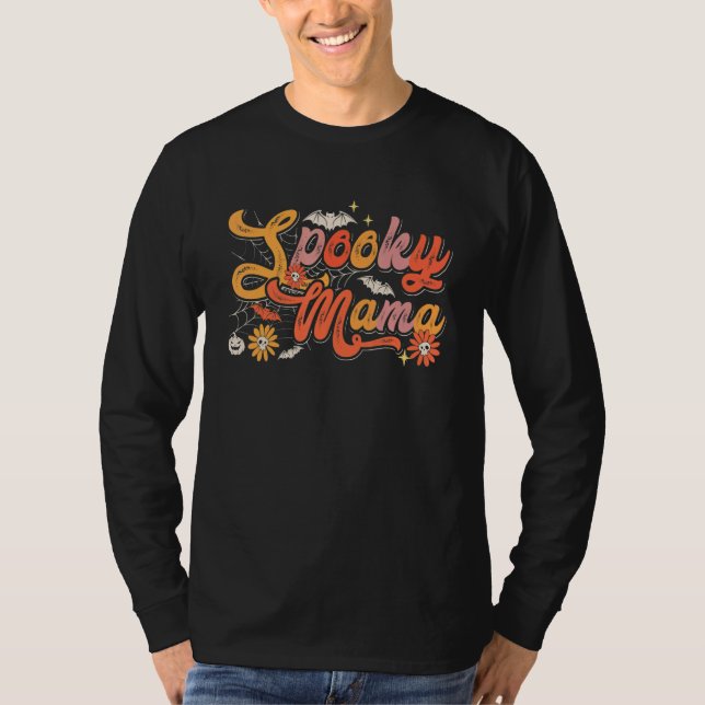 Groovy Spooky Mama Retro Halloween Ghost Witchy Sp T Shirt (Framsida)