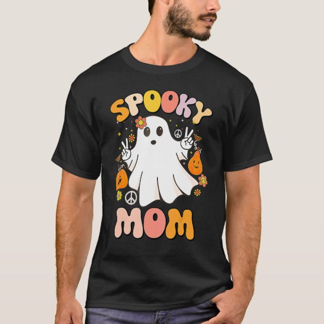 Groovy Spooky Mamma Ghost Boo Halloween Costume Re T Shirt (Framsida)