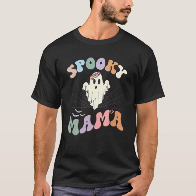 Groovy Spooky Mamma Retro Halloween Ghost Witchy S T Shirt (Framsida)