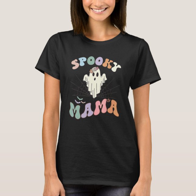 Groovy Spooky Mamma Retro Halloween Ghost Witchy S T Shirt (Framsida)