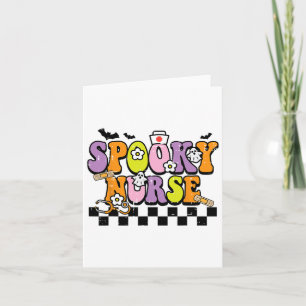 Groovy Spooky Nurse Retro Halloween Nurse Fall Scr Kort