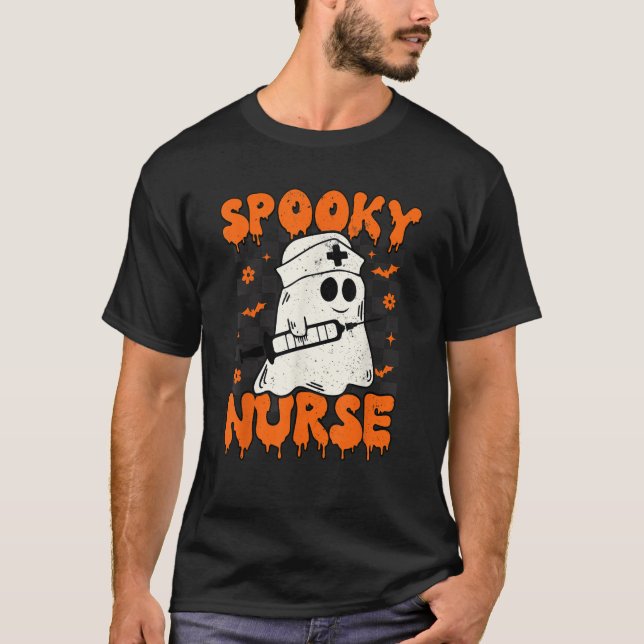 Groovy Spooky Nurse Retro Halloween Nurse Fall Scr T Shirt (Framsida)
