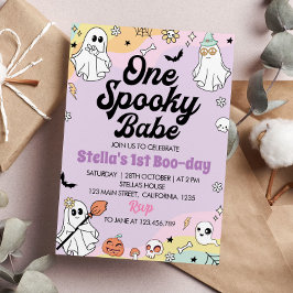Groovy Spooky One Ghost 1st Birthday bjudande Inbjudningar