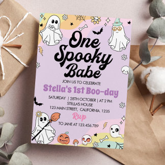 Groovy Spooky One Ghost 1st Birthday bjudande Inbjudningar