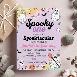 Groovy Spooky One Ghost Birthday-inbjudan Inbjudningar
