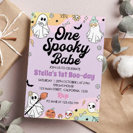 Groovy Spooky One Ghost Birthday-inbjudan Inbjudningar