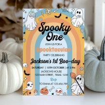 Groovy Spooky One Ghost Birthday-inbjudan