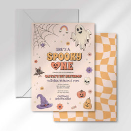 Groovy Spooky One Halloween Första födelsedagen Inbjudningar
