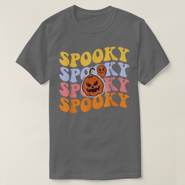 Groovy Spooky Retro Ghost Boo Halloween fest Pump T Shirt (Design framsida)