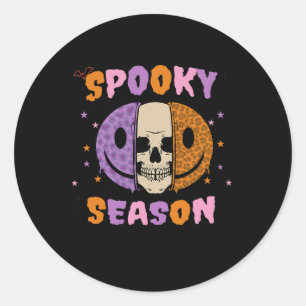Groovy Spooky Season Halloween Ghost Boo Smile Fac Runt Klistermärke