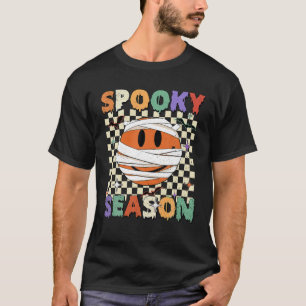 Groovy Spooky Season Halloween Ghost Boo Smile Fac T Shirt