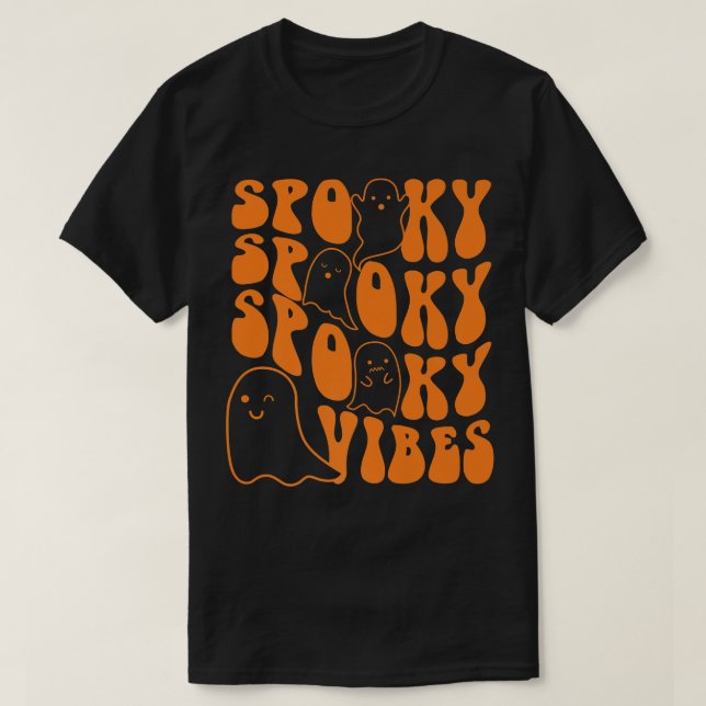 Groovy Spooky Vibes Boo Ghost Spooky Season Hallow T Shirt (Design framsida)
