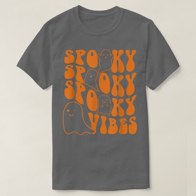 Groovy Spooky Vibes Boo Ghost Spooky Season Hallow T Shirt (Design framsida)