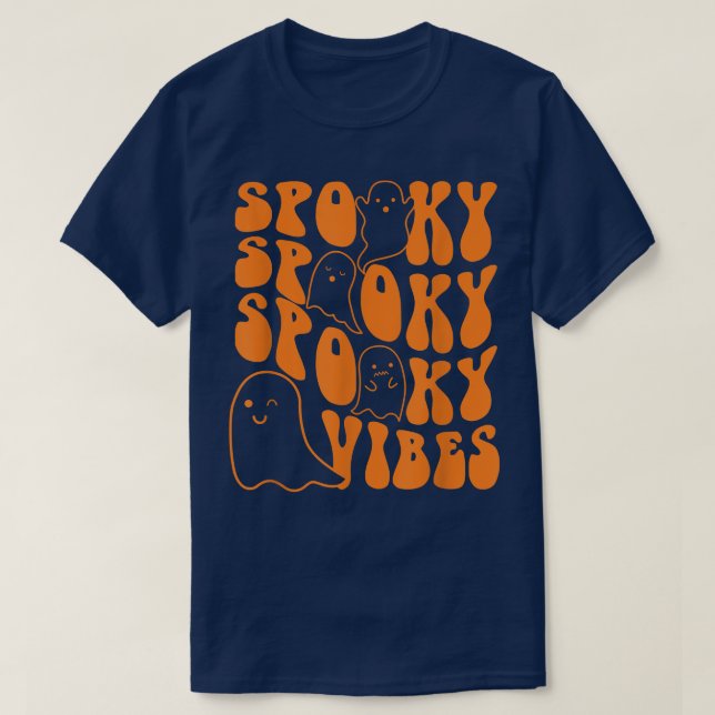 Groovy Spooky Vibes Boo Ghost Spooky Season Hallow T Shirt (Design framsida)