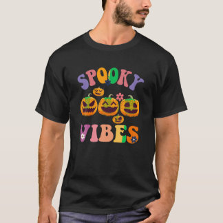 Groovy Spooky Vibes Cute Ghost Funny Halloween Boo T Shirt