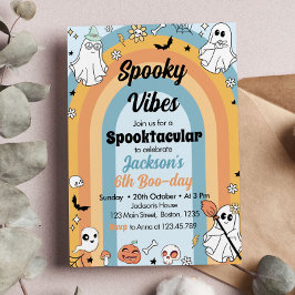 Groovy Spooky Vibes Ghost Birthday Inbjudningar