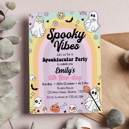 Groovy Spooky Vibes Ghost Birthday Inbjudningar
