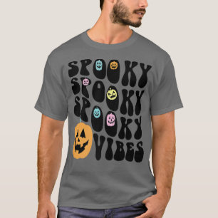 Groovy Spooky Vibes Scary Pumpkin Ansikte Funny Ha T Shirt