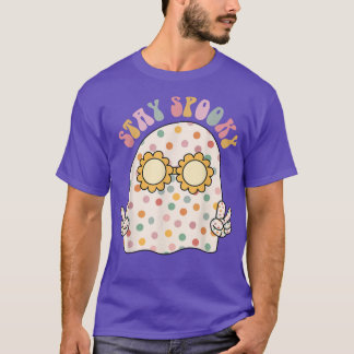 Groovy Stay Spooky Cute Ghost Floral Glasses Funny T Shirt