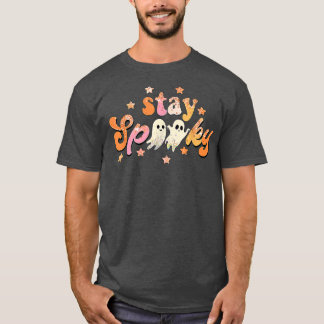 Groovy Stay Spooky Vibes Retro Floral Ghost Hippie T Shirt