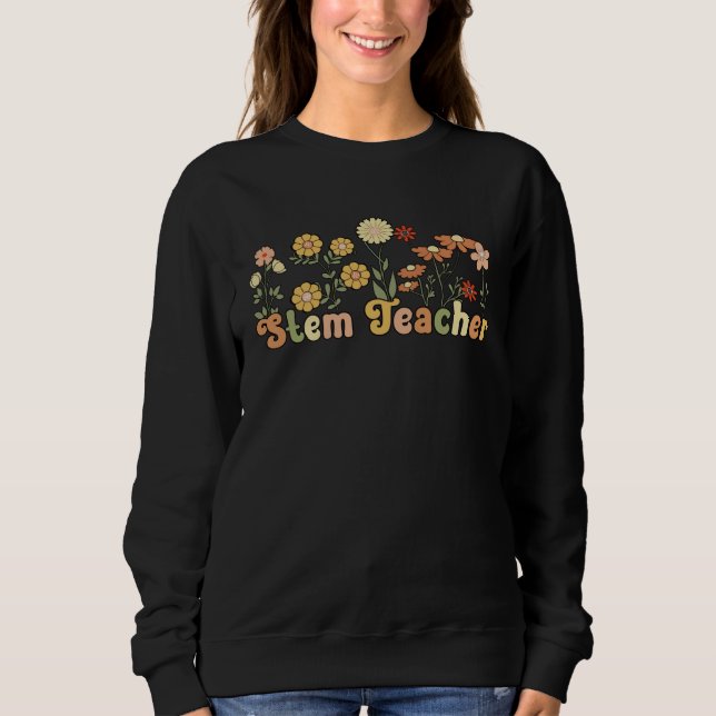 Groovy STEM Teacher Flowers Proud Stem Teacher  1 T Shirt (Framsida)