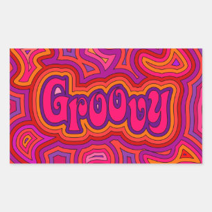 Groovy Sticker Rektangulärt Klistermärke