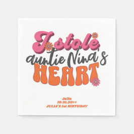 Groovy Stole Heart Newborn Baby Retro Girl Pappersservett