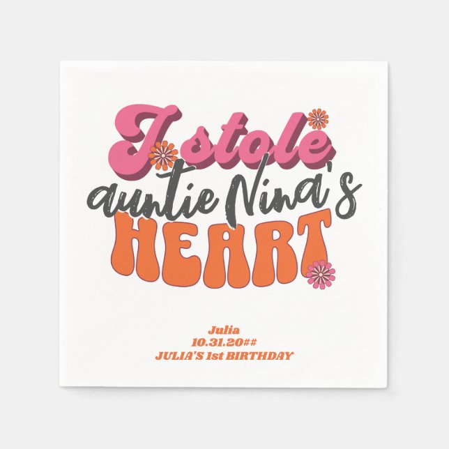 Groovy Stole Heart Newborn Baby Retro Girl Pappersservett (Framsidan)