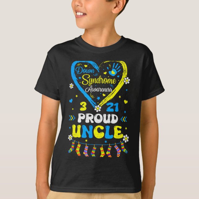 Groovy Stolt Down Syndrom Farbror Medvetenhet Matc T Shirt (Framsida)