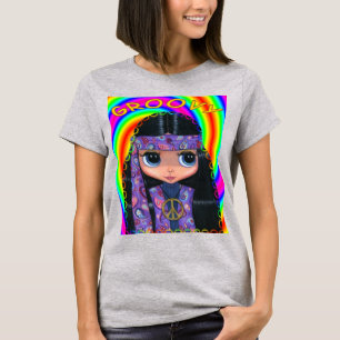 Groovy Stort öga Hippie Chick Girl Doll Cute T Shirt