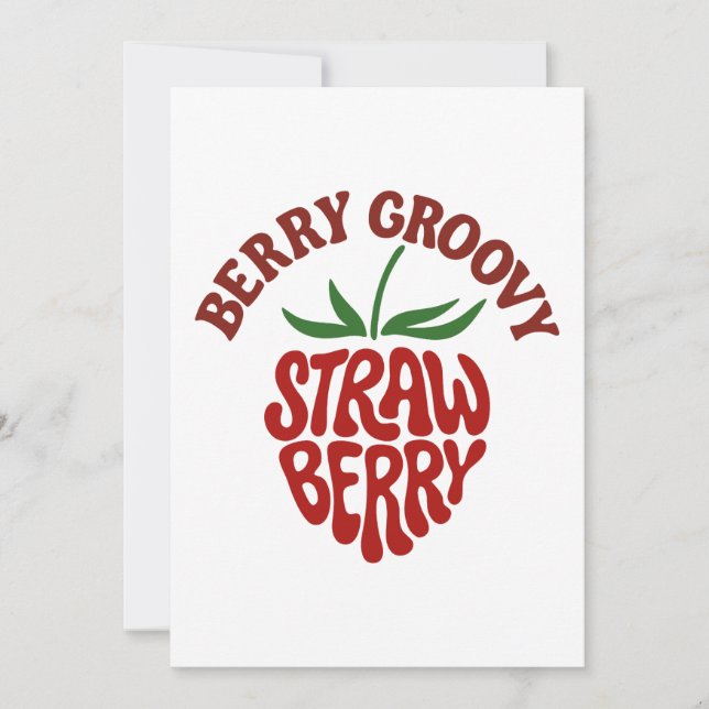 Groovy Strawberry Retro 70s Vibes Inbjudningar (Framsida)