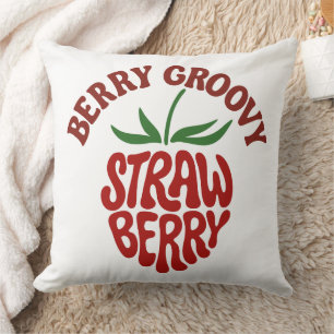 Groovy Strawberry Retro 70s Vibes Kudde