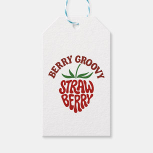 Groovy Strawberry Retro 70s Vibes Presentetikett