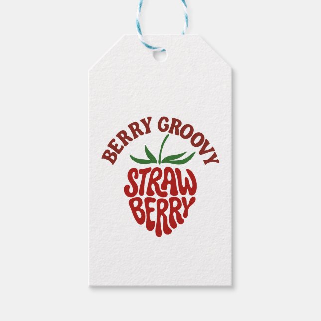 Groovy Strawberry Retro 70s Vibes Presentetikett (Framsidan)