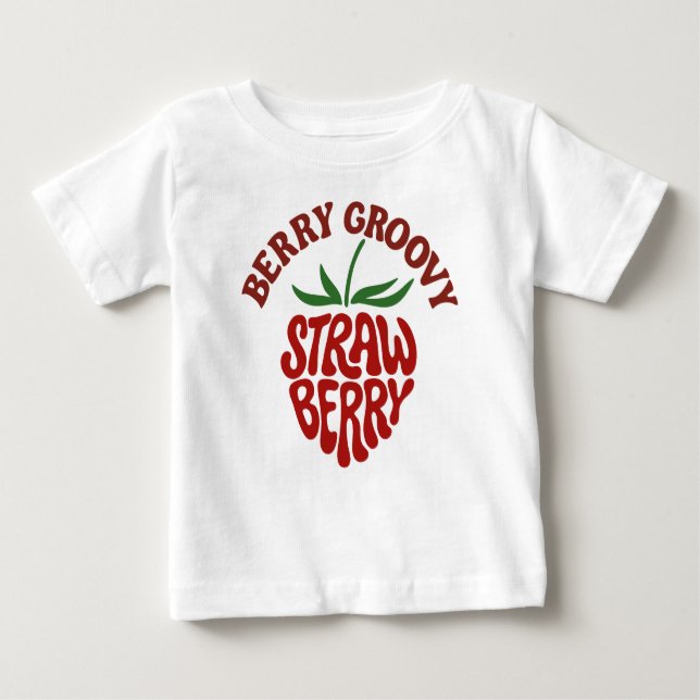 Groovy Strawberry Retro 70s Vibes T Shirt (Framsida)