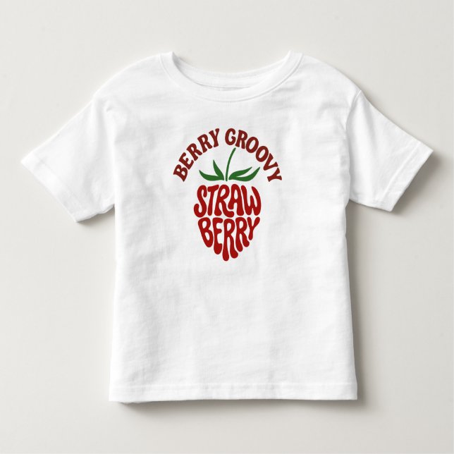 Groovy Strawberry Retro 70s Vibes T Shirt (Framsida)