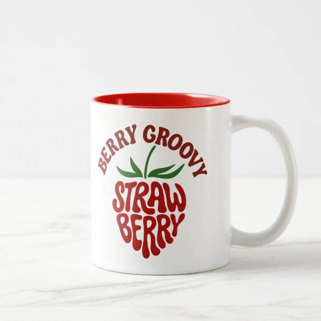 Groovy Strawberry Retro 70s Vibes Två-Tonad Mugg (Höger)