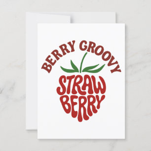 Groovy Strawberry Retro 70s Vibes Vykort