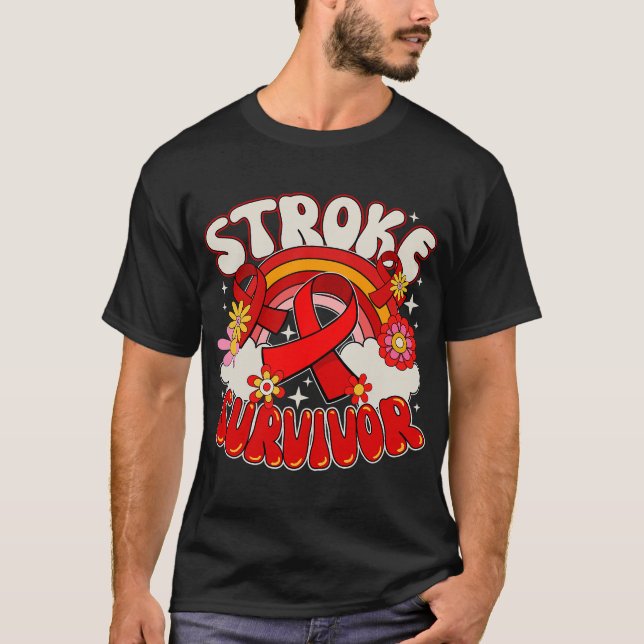 Groovy Stroke Survivor Stroke Awareness Month T Shirt (Framsida)