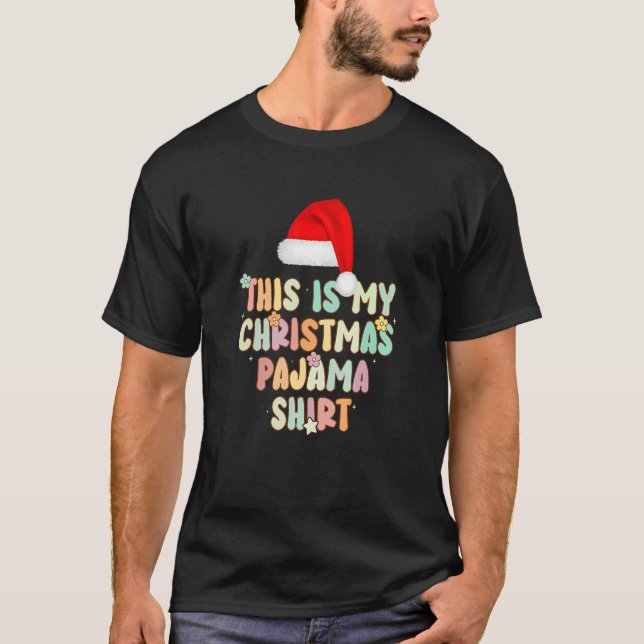 Groovy Style Santa Hat Pajama Christmas Merry Chri T Shirt (Framsida)