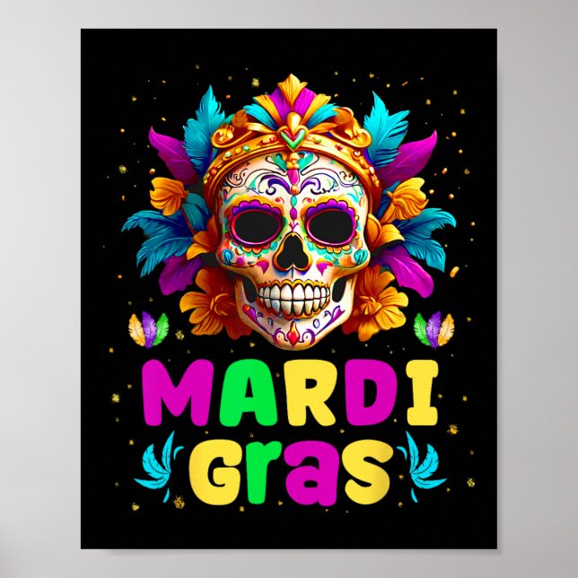 Groovy Sugar Skull Jester Costume Mardi Gras Manar Poster (Framsidan)