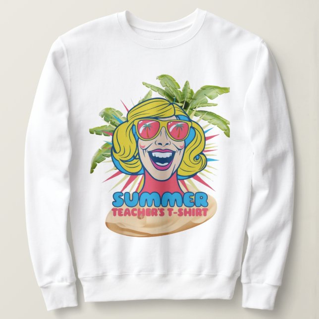 Groovy Summer Vibes Smiley Tee for Teacher (Design framsida)