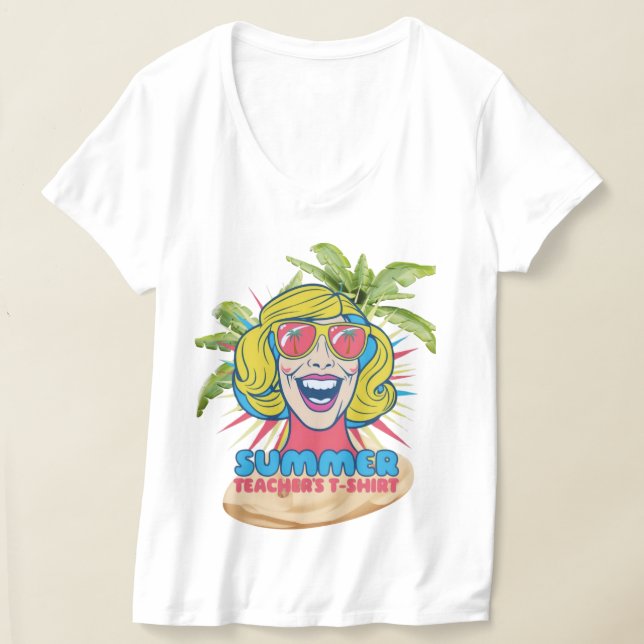 Groovy Summer Vibes Smiley Tee for Teacher (Laydown)